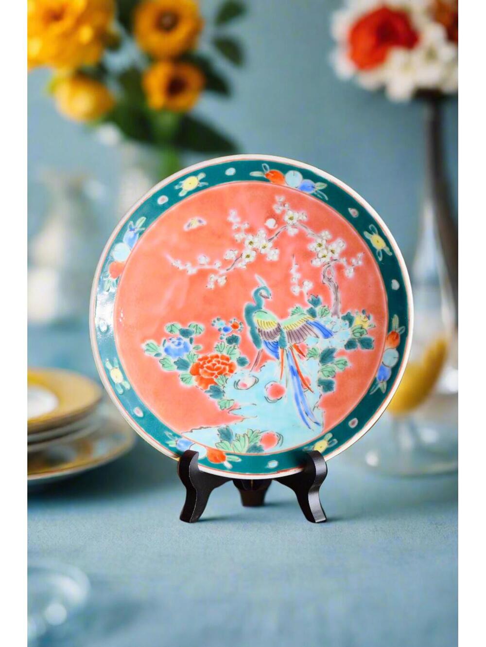 Japanese Nippon Peacock Hand-Painted Porcelain Plate